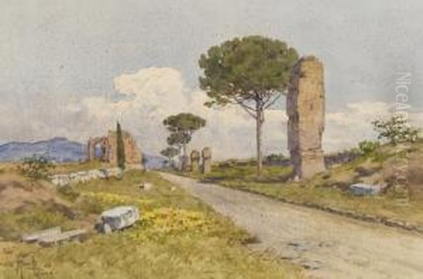 Roma, La Via Appia Antica Oil Painting by Filippo Anivitti