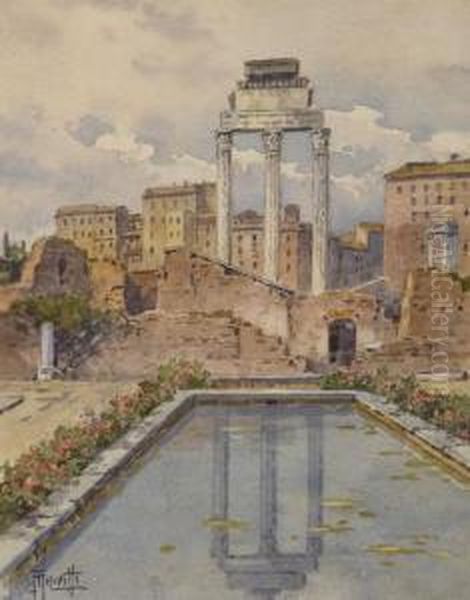 Roma, Il Laghetto Nella Casa Delle Vestali Al Foro Romano Oil Painting by Filippo Anivitti