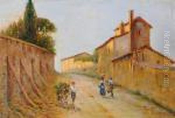 Scorcio Di Via Appia Antica Oil Painting by Filippo Anivitti