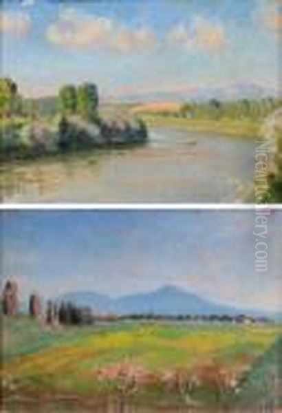 Scorcio Del Tevere Oil Painting by Filippo Anivitti