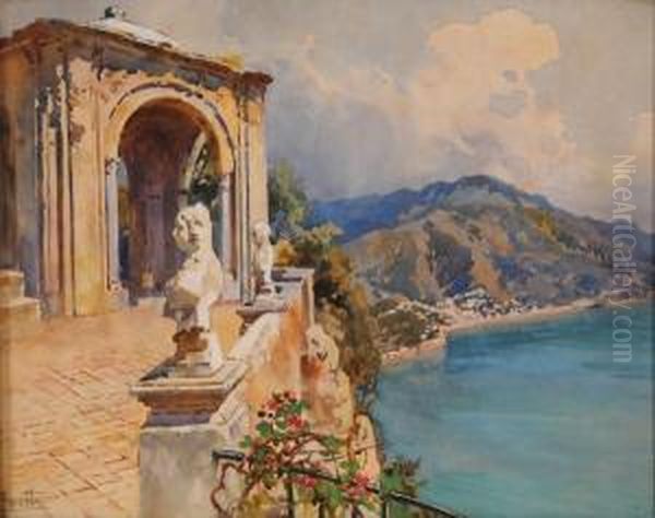 Terrazzo Di Vlla Sullo Sfondo Della Costieranapoletana Oil Painting by Filippo Anivitti