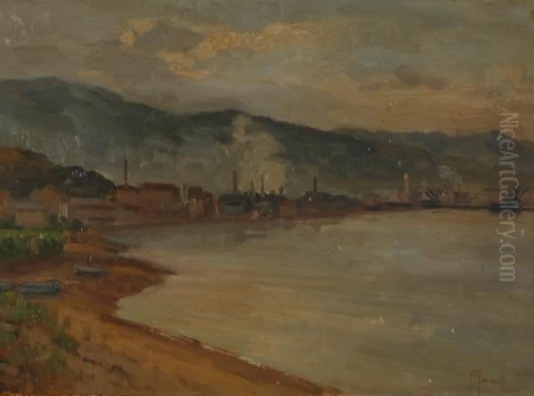 Il Porto Di Civitavecchia Oil Painting by Filippo Anivitti