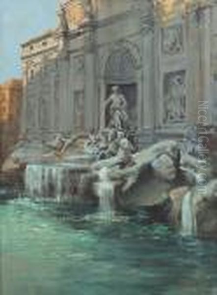 Fontana Di Trevi Oil Painting by Filippo Anivitti