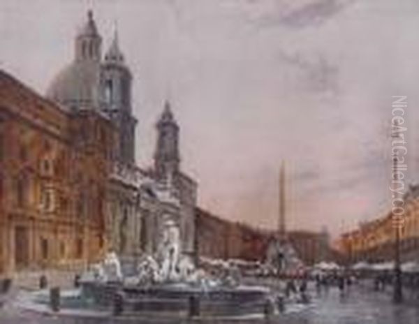 Piazza Navona Oil Painting by Filippo Anivitti