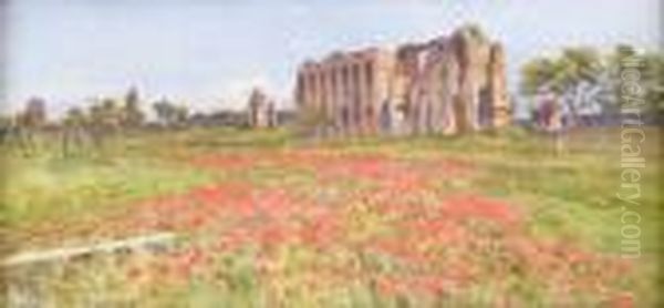 Campagna Con Acquedotto Romano Oil Painting by Filippo Anivitti
