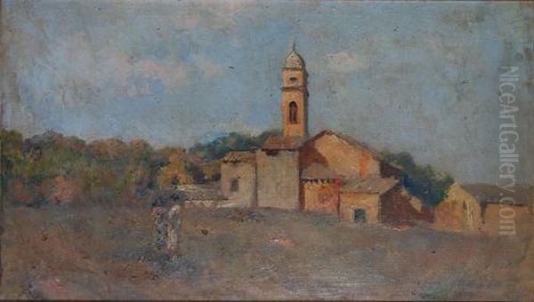 Ciesa Di Campagna Con Figure Oil Painting by Filippo Anivitti
