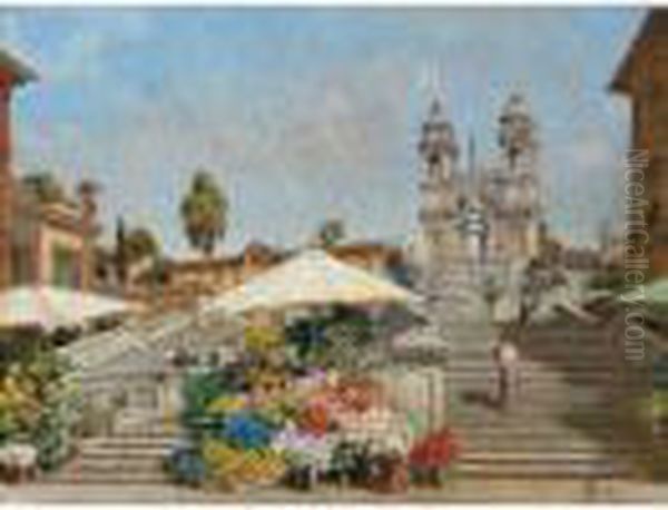 Roma Trinita Dei Monti Oil Painting by Filippo Anivitti