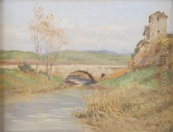 Veduta Del Ponte Nomentano Oil Painting by Filippo Anivitti