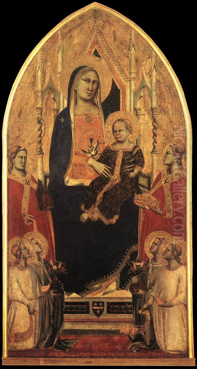 Madonna and Child Enthroned with Angels and Saints Oil Painting by Taddeo Gaddi