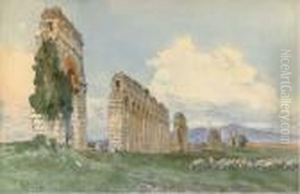 Roman Campagna Oil Painting by Filippo Anivitti