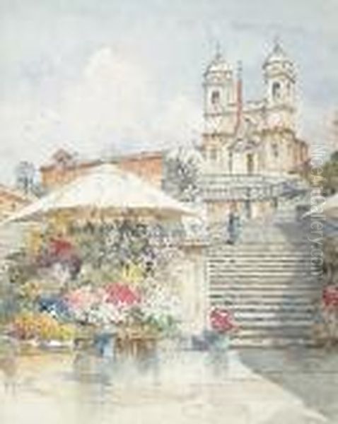 The Spanish Steps, Rome, Italy Oil Painting by Filippo Anivitti
