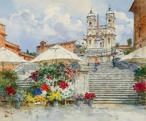 Piazza Di Spagna Oil Painting by Filippo Anivitti