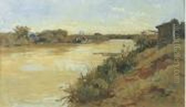 Il Tevere A Fiumicino Oil Painting by Filippo Anivitti