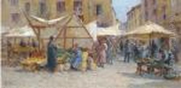 Campo Dei Fiori, Roma Oil Painting by Filippo Anivitti