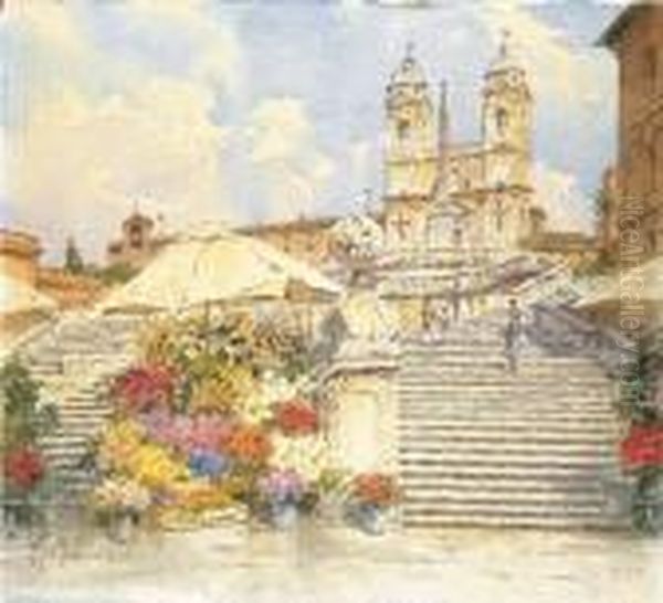 Roma, Trinita Dei Monti Oil Painting by Filippo Anivitti