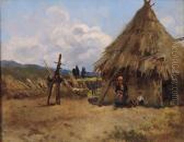 Vita Nella Campagna Romana Oil Painting by Filippo Anivitti