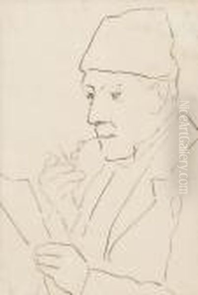 Lesender Grossvater Mit Pfeife Oil Painting by Albert Anker