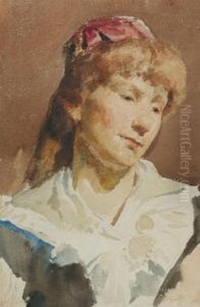 Portrait Of A Woman. Oil Painting by Albert Anker