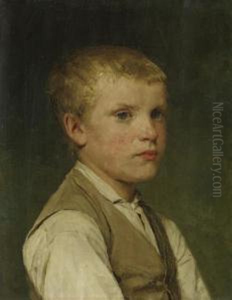 Knabenbildnis Oil Painting by Albert Anker