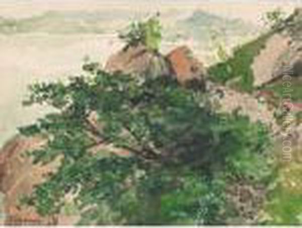 Bielersee Bei Twann 
Lake Biel At Twann Oil Painting by Albert Anker