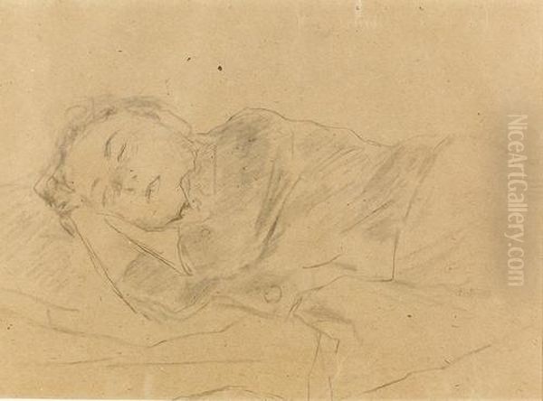 Studie Eines Schlafenden Knaben. Oil Painting by Albert Anker