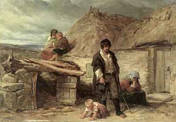 An Irish Eviction Oil Painting by Frederick Goodall