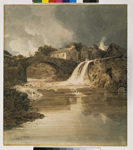 Hawes, Yorkshire Oil Painting by Thomas Girtin