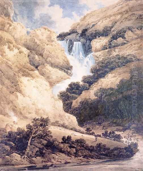 Ogwen Falls, North Wales Oil Painting by Thomas Girtin