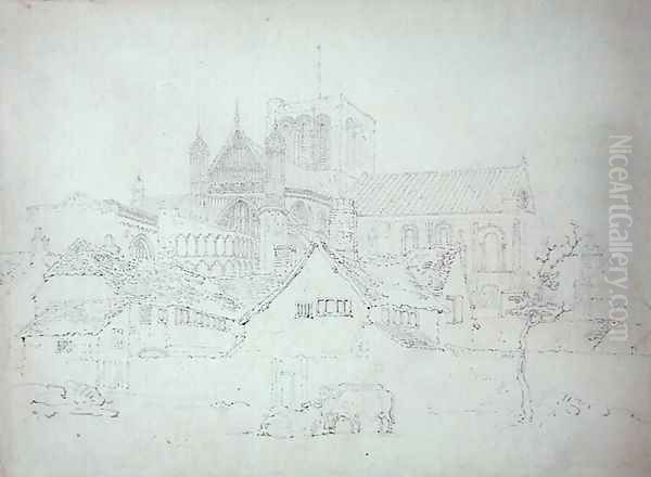 Winchester Cathedral from the North East Oil Painting by Thomas Girtin