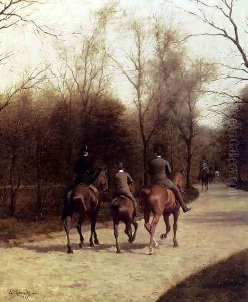 An Afternoon Ride Oil Painting by Edmond Georges Grandjean