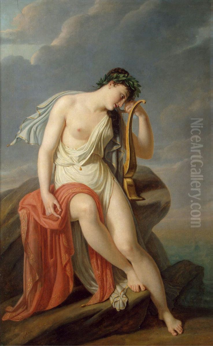 Sappho on the Leucadian Cliff Oil Painting by Pierre-Narcisse Guerin