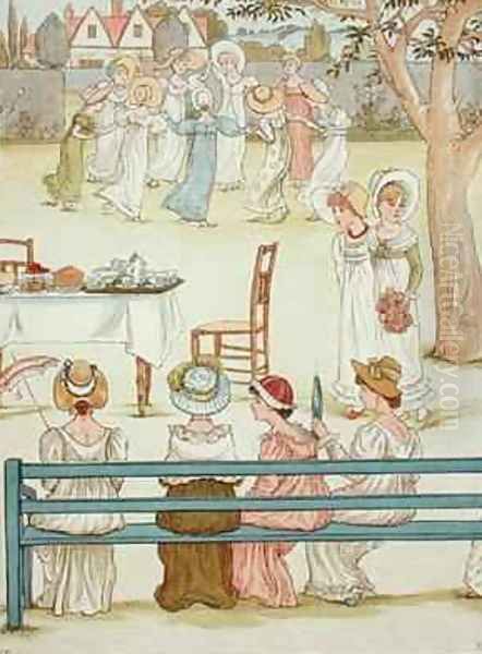 A garden party Oil Painting by Kate Greenaway