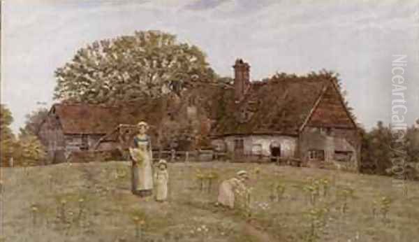 Gathering Spring Flowers Oil Painting by Kate Greenaway