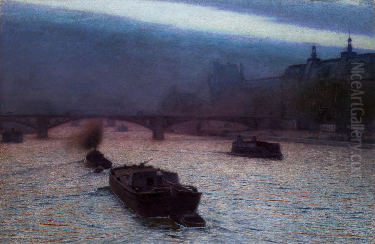 Evening on the Seine Oil Painting by Aleksander Gierymski