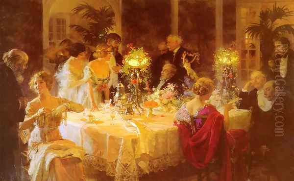 The Dinner Party Oil Painting by Jules Grun