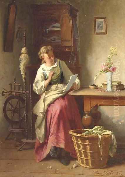Writing to a loved one Oil Painting by Theodore Gerard