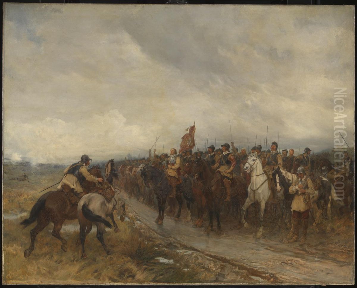 Cromwell at Dunbar Oil Painting by Andrew Carrick Gow