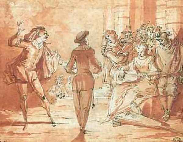 Theatrical Scene Oil Painting by Claude Gillot