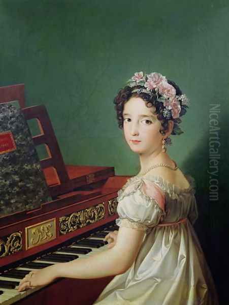 The Artists Daughter at the Clavichord Oil Painting by Zacarias Gonzalez Velazquez