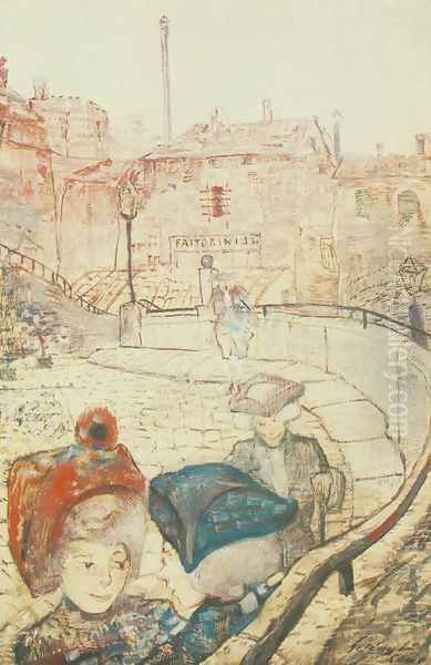 Sunday Afternoon in Como 1911-12 Oil Painting by Lajos Gulacsy