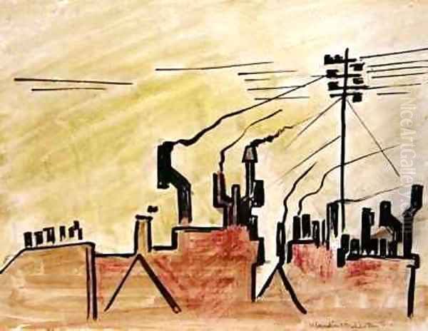 London Roof Oil Painting by Henri Gaudier-Brzeska