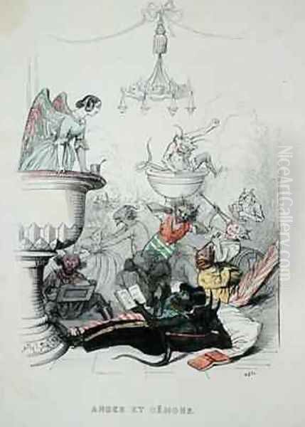 Angels and Demons Oil Painting by Jean-Jacques Grandville