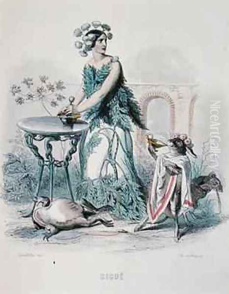 The Hemlock from Les Fleurs Animees Oil Painting by Jean-Jacques Grandville