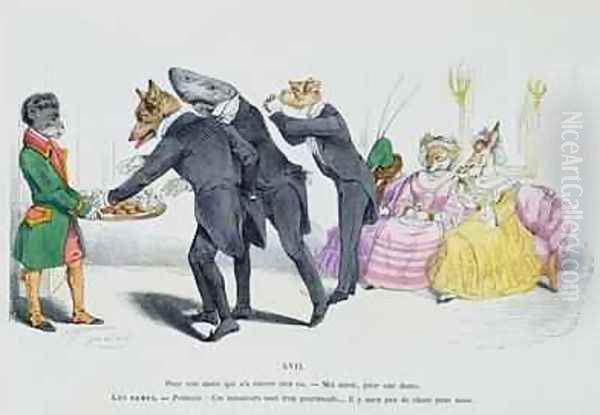 These gentlemen are so greedy Oil Painting by Jean-Jacques Grandville