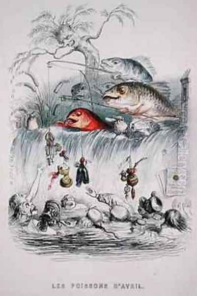 April Fools Day illustration Oil Painting by Jean-Jacques Grandville