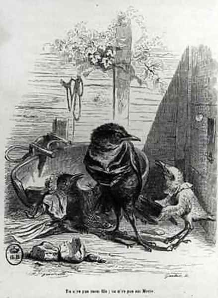 Illustration for LHistoire dun merle blanc Oil Painting by Jean-Jacques Grandville