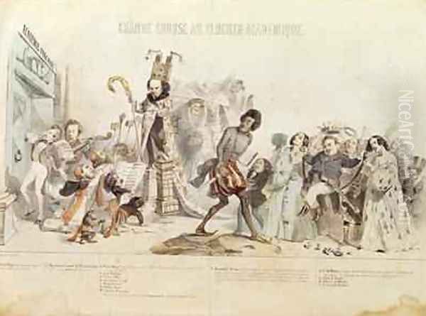 The Great Academic Competition Oil Painting by Jean-Jacques Grandville