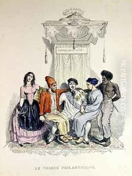 The Philanthropic Prince Oil Painting by Jean-Jacques Grandville