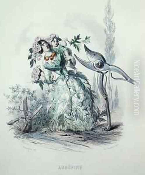 The Hawthorn Oil Painting by Jean-Jacques Grandville