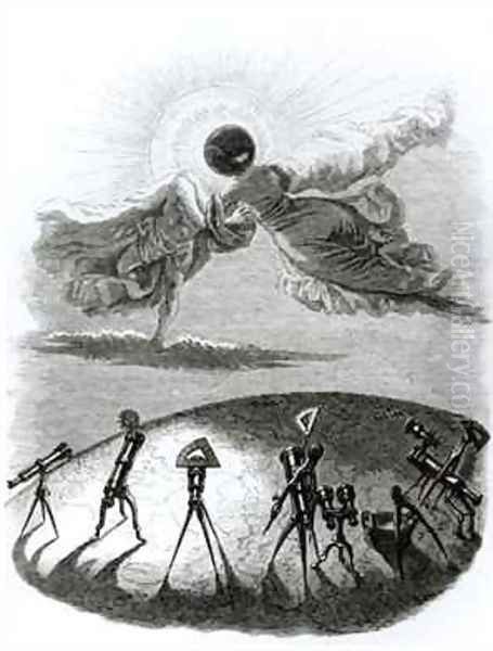 The Sun Embraces the Moon Eclipse of the Sun Oil Painting by Jean-Jacques Grandville